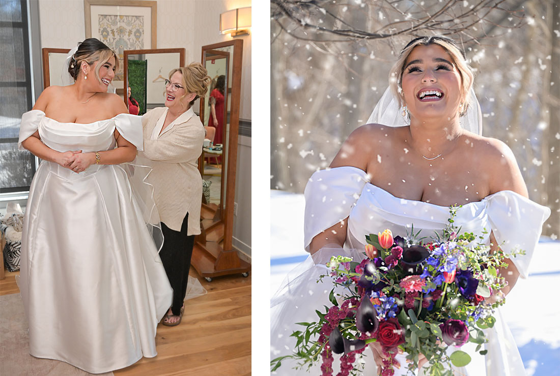 The wedding dress that Sarah created is fitted by the bride's Mom at her wedding at 2GatherMore in Auburn Hills, Michigan.