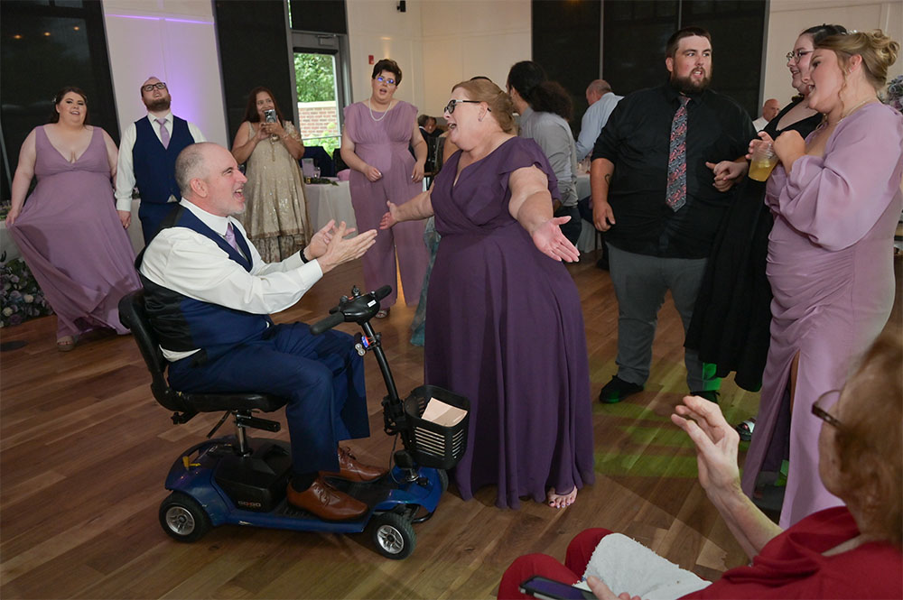 The bride's parents on the dance floor after their ceremony at 2GatherMore in Auburn Hills, Michigan.