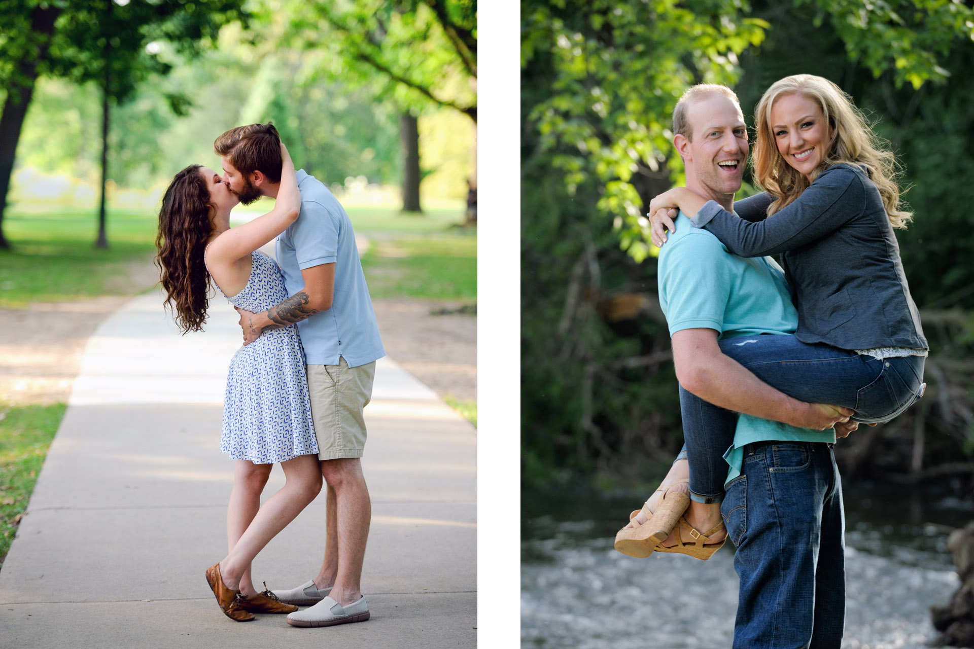 Photos of newly engaged clients in parks throughout the metro Detroit, Michigan area.