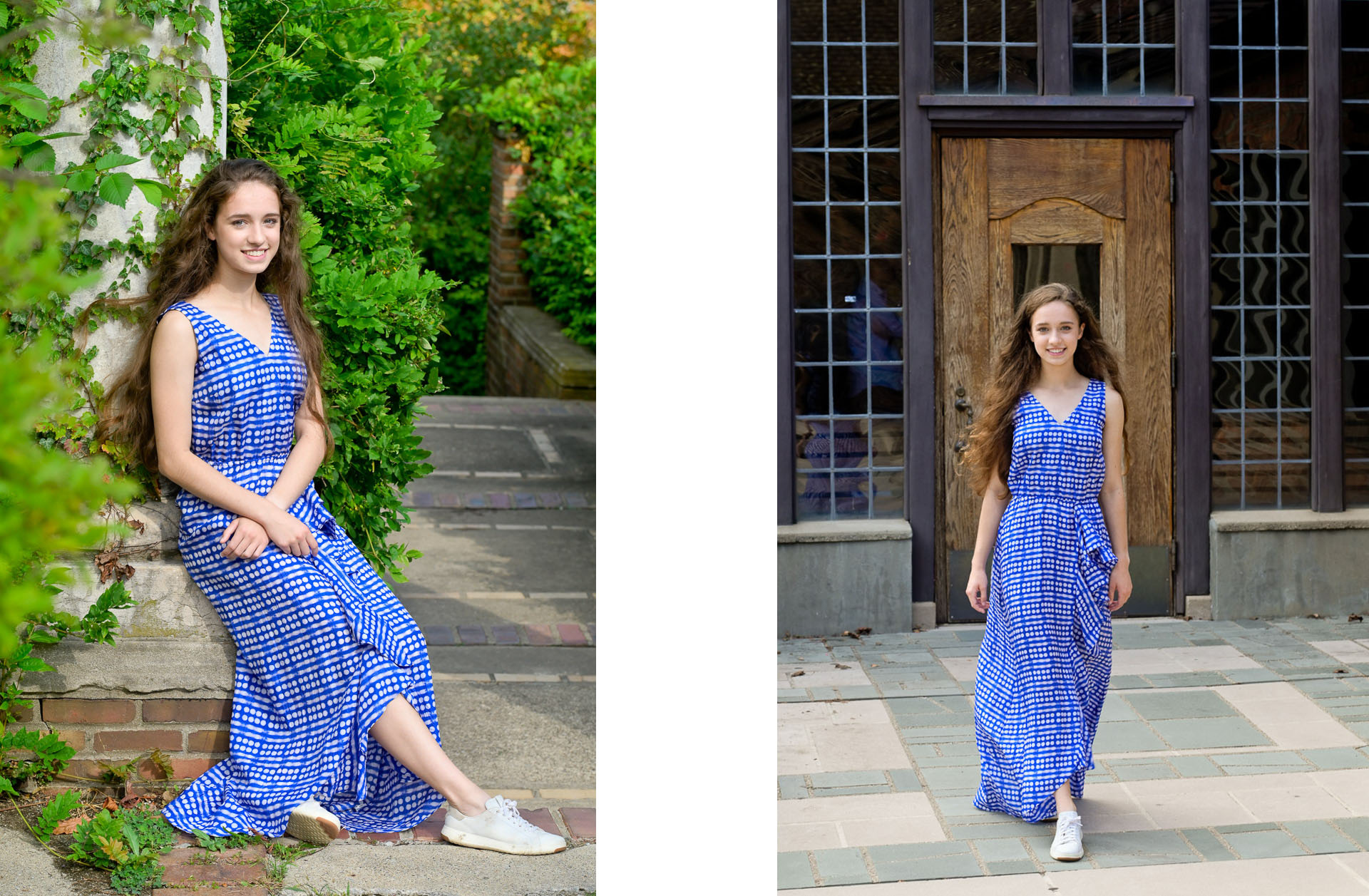Using found perches and architecture at Cranbrook Kingswood High School in Bloomfield Hills, Michigan, Rachel steered away from the more usual places at the school.