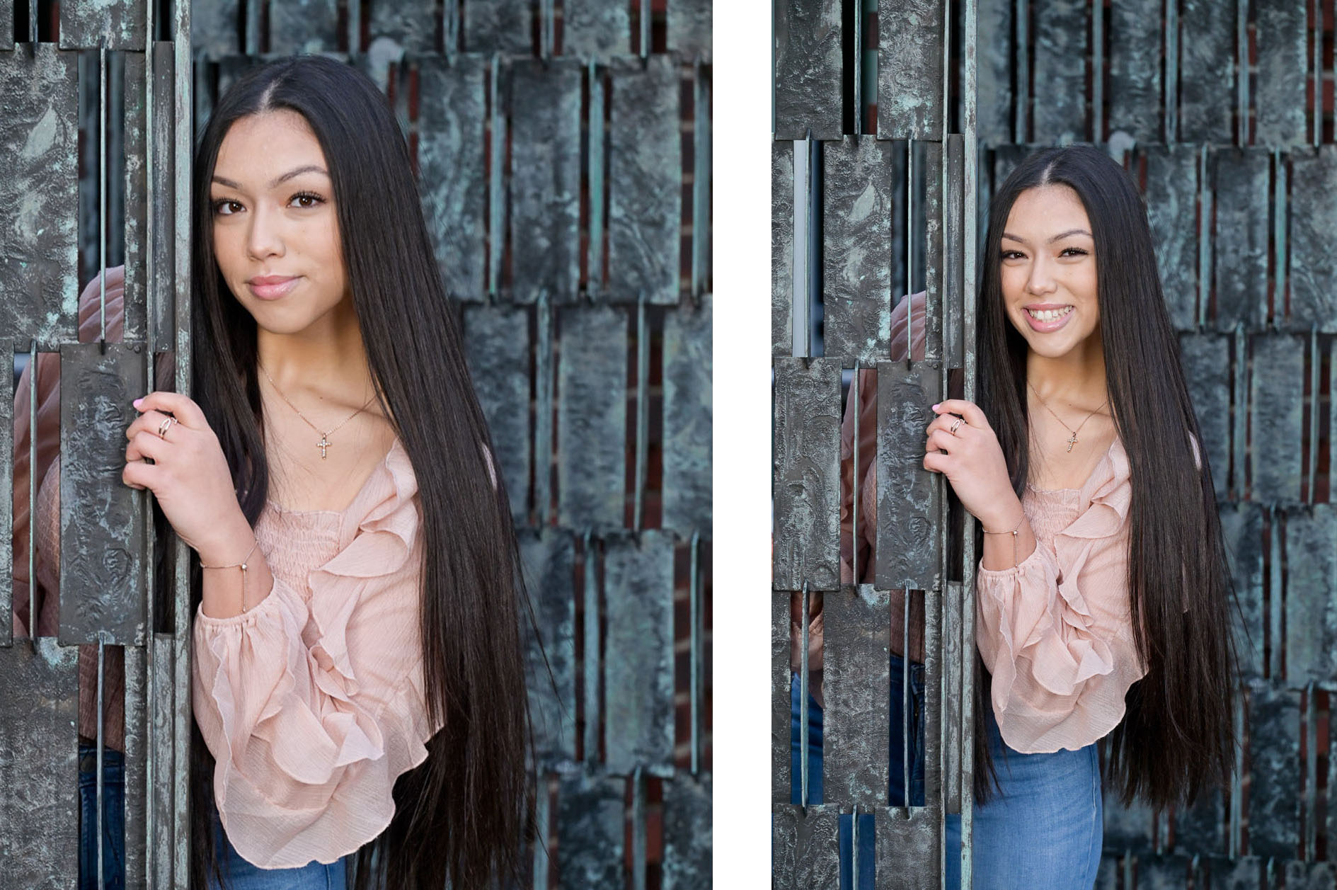 A high school senior girl with beautiful doors in Detroit, Michigan.