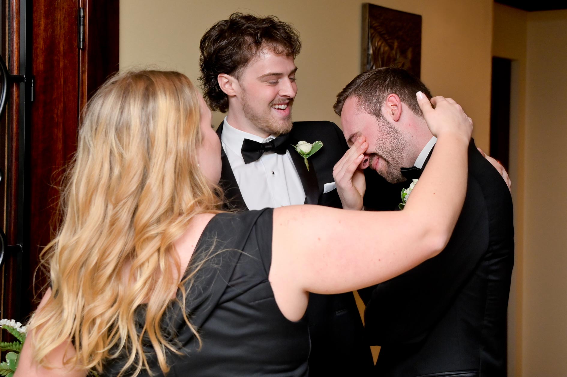 The groom cries after this wedding at the Iroquois Club in Bloomfield Hills, Michigan.