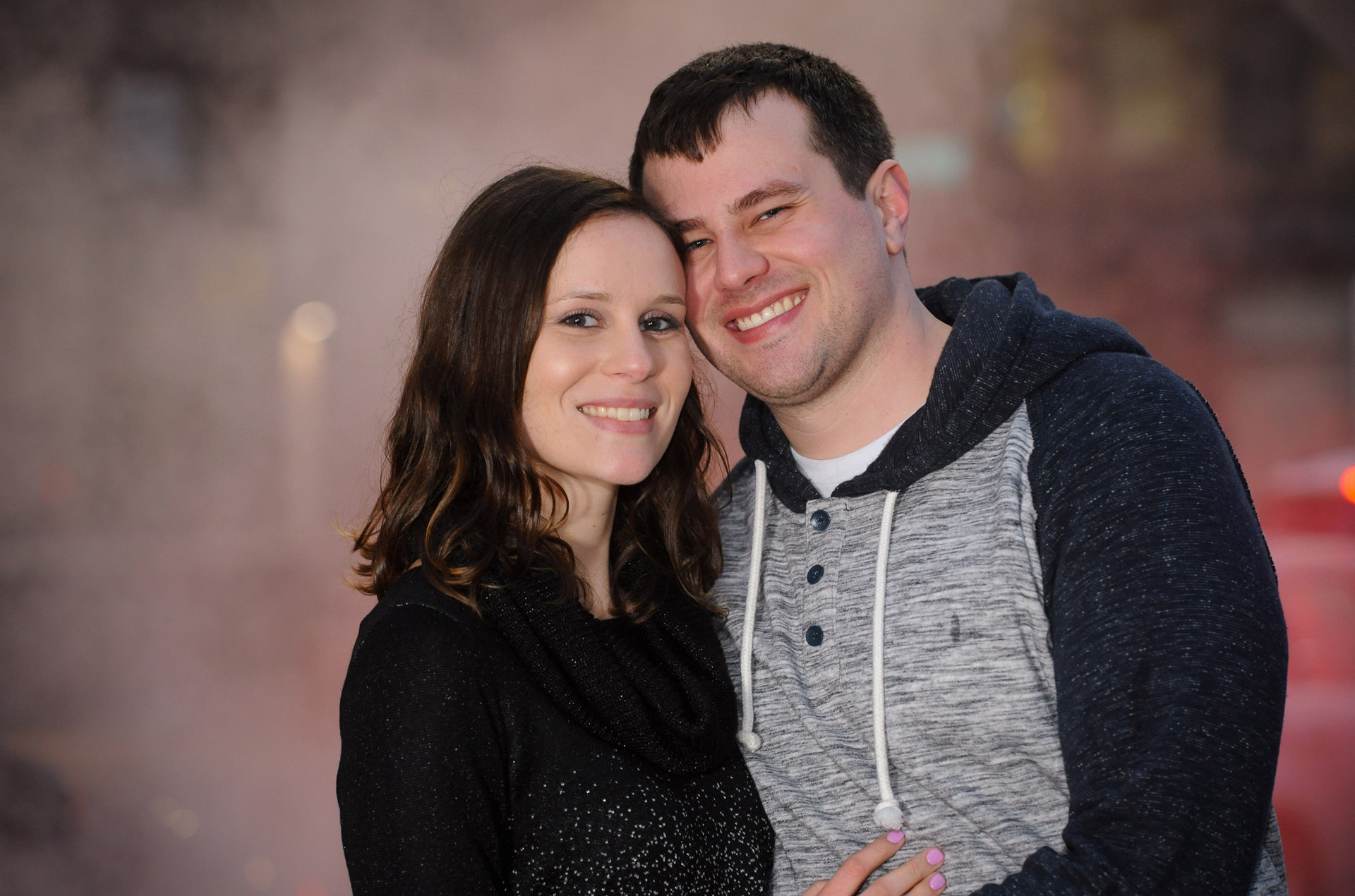 Best Detroit lifestyles photographer's fun and candid engagement photos means capturing joy and personality using different textures and backgrounds like this engagement session in Detroit, Michigan.
