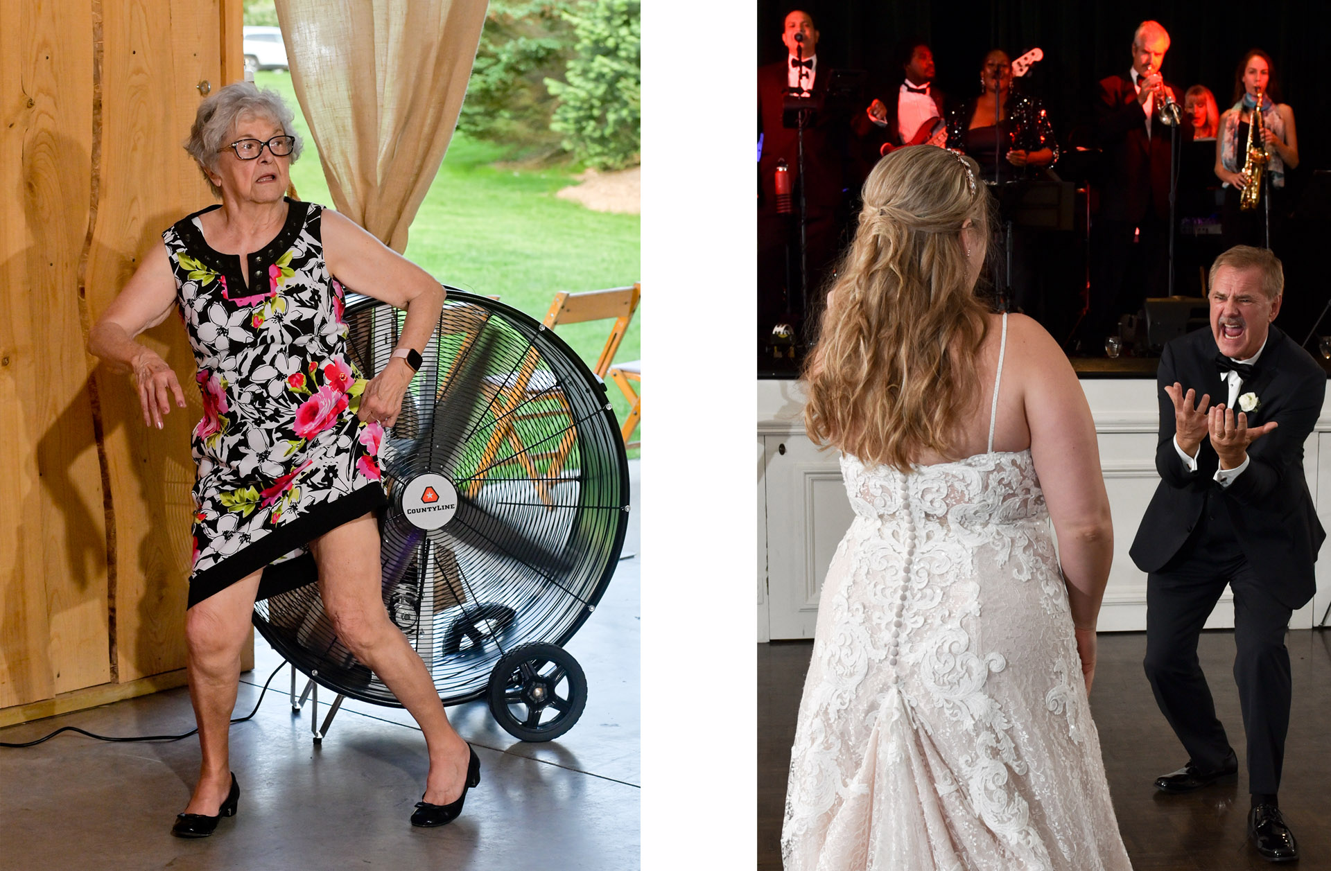 Bride's portrait at a hotel in Pontiac and the father of the bride sings along with the band during the father/daughter dance at The Community House in Birmingham, Michigan.