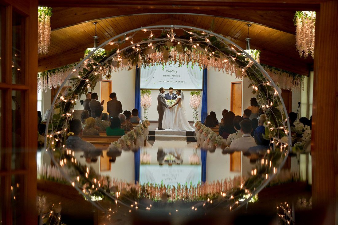 The Korean church was all decorated and lent itself to my reflection technique during their wedding at Jesus-Baptist-Michigan-Church in Troy Michigan.