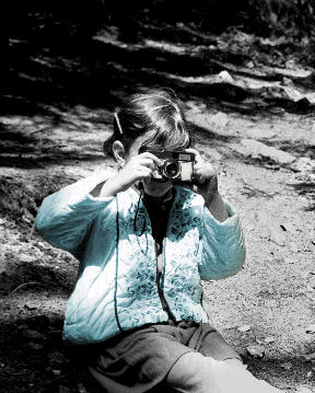 Detroit Michigan photographer Marci Curtis with her first camera as a 4 year old.