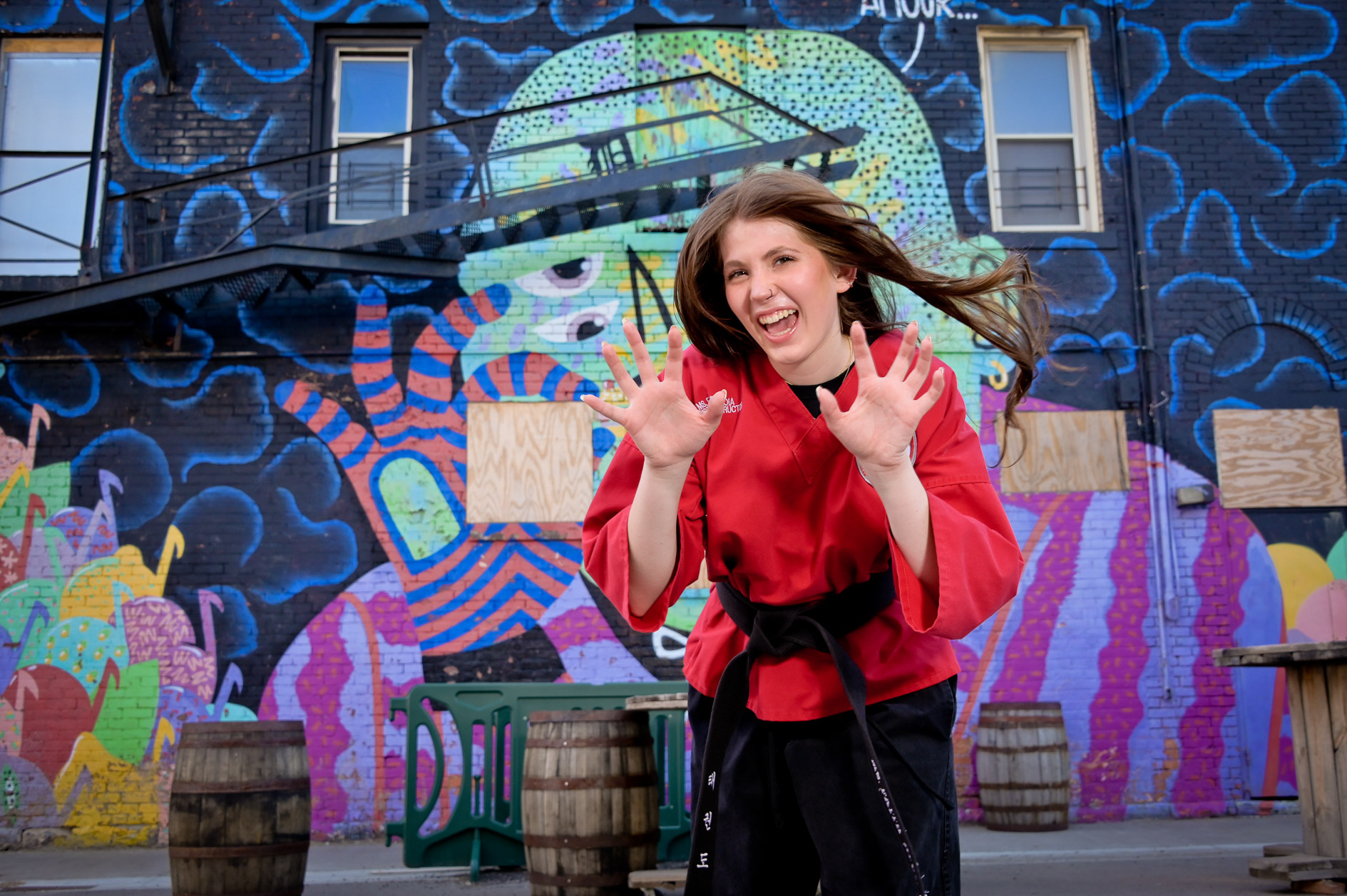 A bit of silliness at the end of Faith's senior photography session ends with her clawing me.