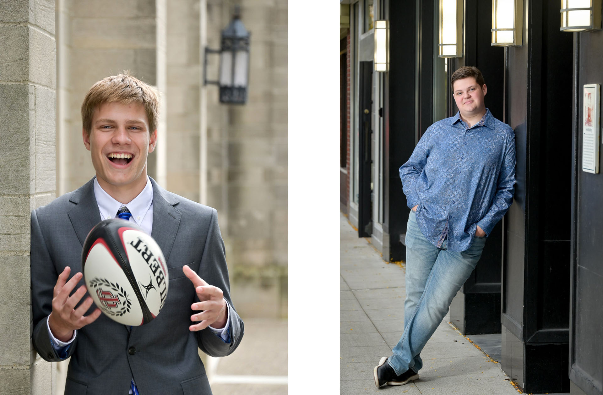 Two different Oakland County seniors pose for their senior pictures, one at Kirk in the Hills and the other in downtown Birmingham, Michigan.