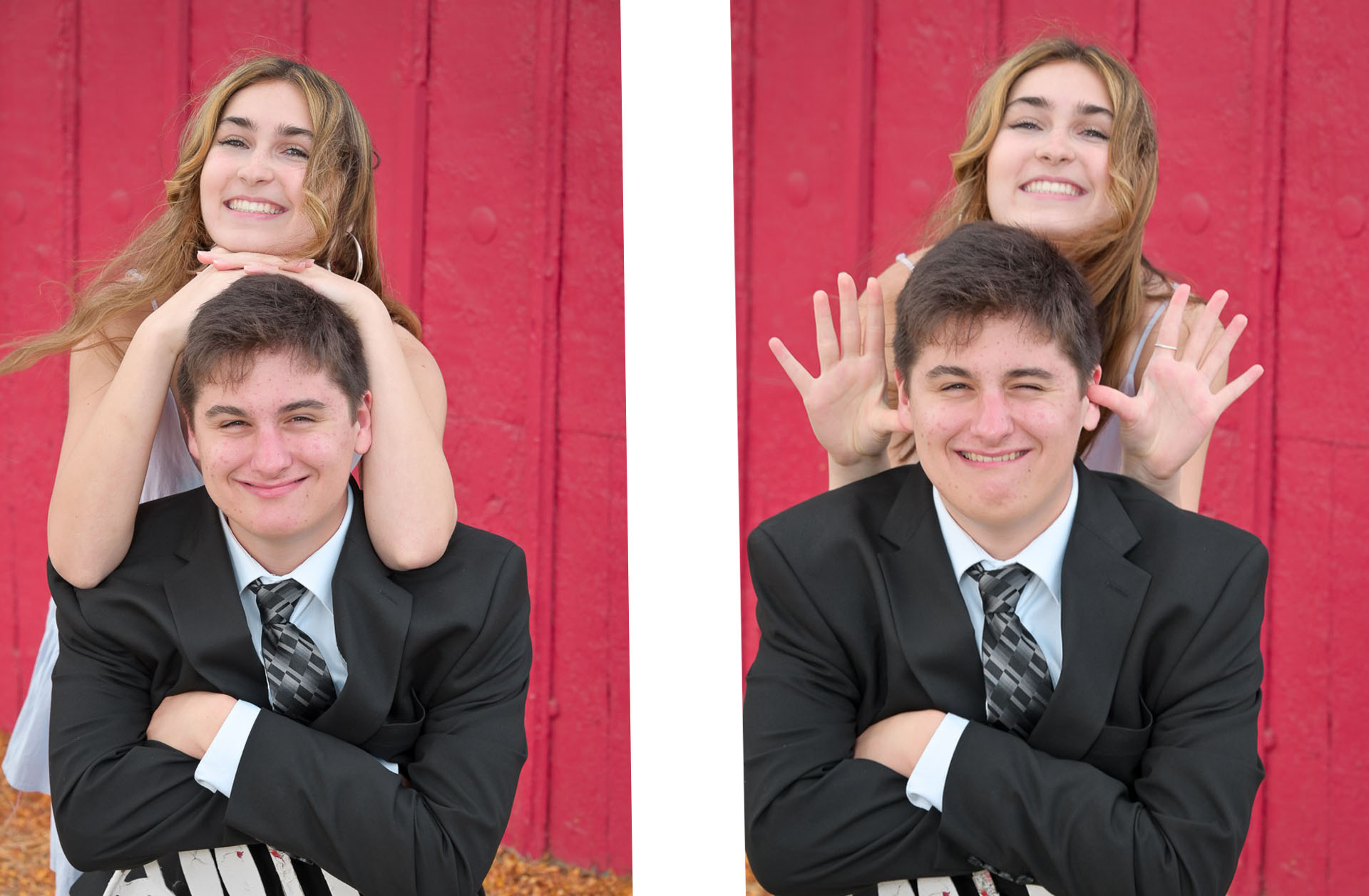 Step siblings both graduating from high school opted to get their high school photos done together in Rochester, Michigan.
