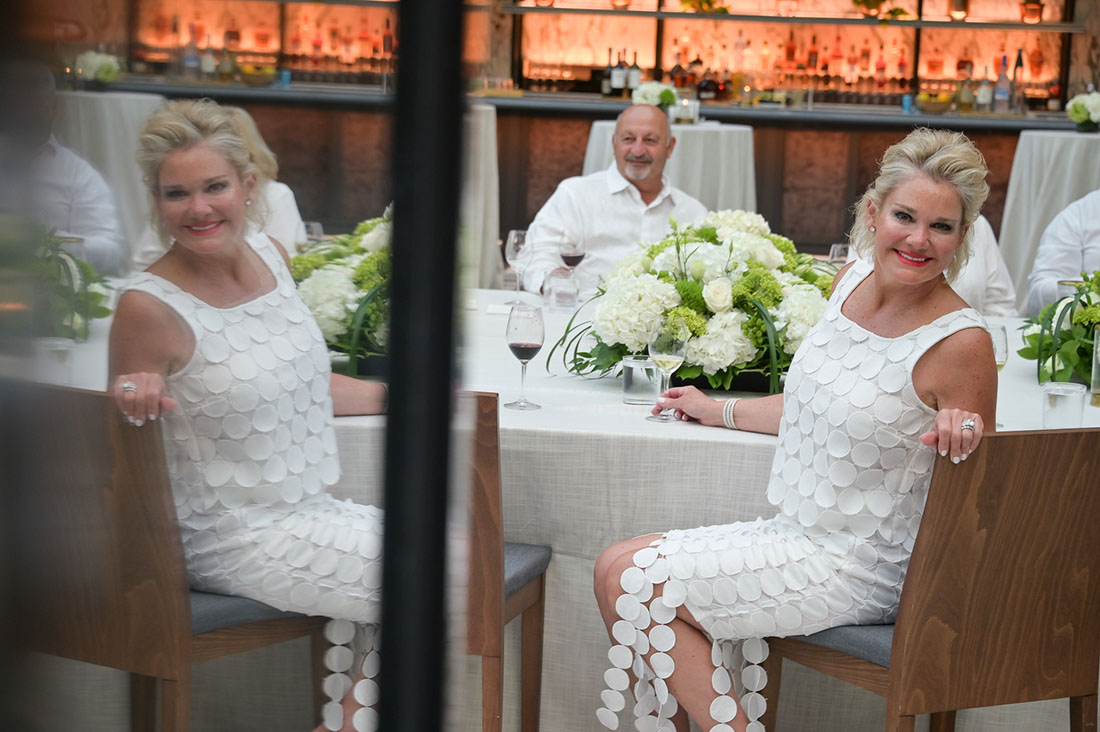 The bride asking me a question during their intimate wedding reception at the Shinola Hotel in Detroit, Michigan.