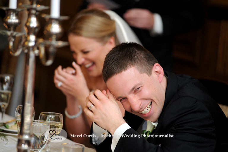 Wedding toast photo at the Detroit Athletic Club, the DAC