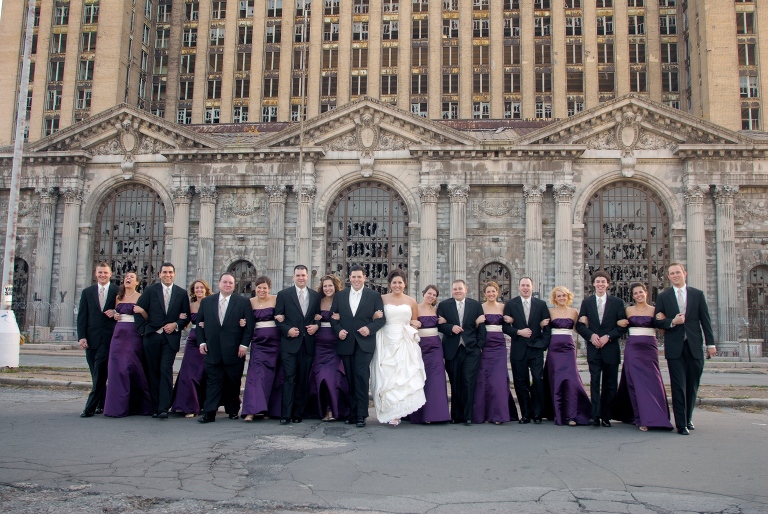 Detroit Train Station Wedding Photo