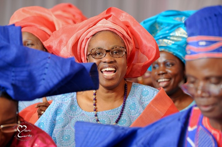 Detroit Nigerian Wedding Photographer photographing the processional and recessional of a traditional Nigerian wedding.