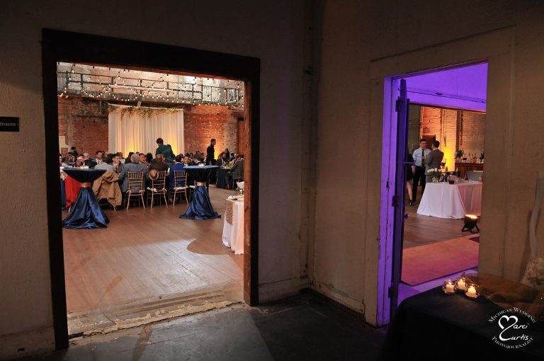 view of two rooms during a wedding at the Jam Handy in Detroit, Michigan.