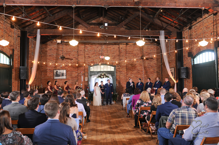 Wedding ceremony at the Freighthouse.Ypsilanti Freighthouse wedding photography of the newly renovated historic building in Depot Town, Ypsilanti, Michigan.