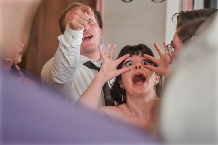 Guests dance together in a moment of levity at Greenfield Village in Dearborn, Michigan.