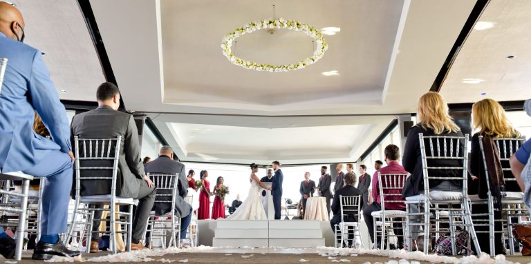 Beautiful wedding in the downstairs ballroom at Roostertail.