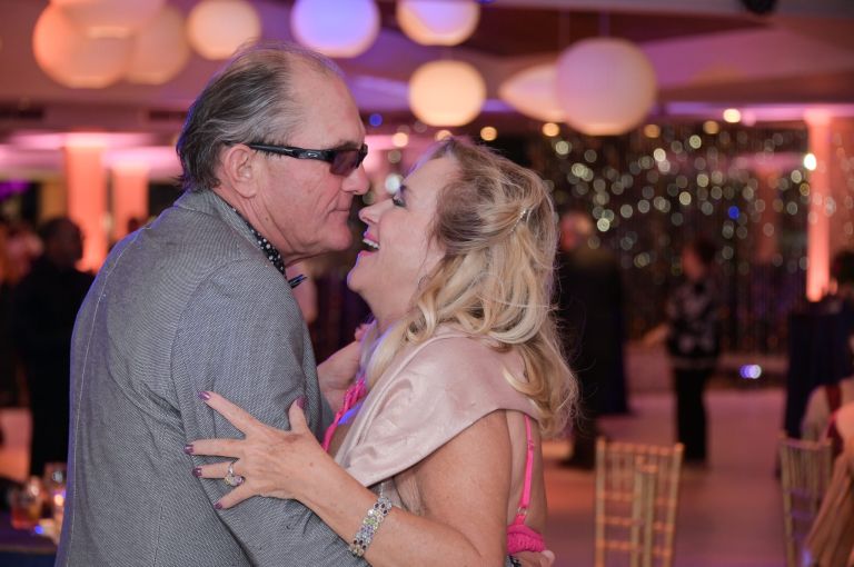 A couple enjoying a slow dance at Roostertail in Detroit, Michigan.