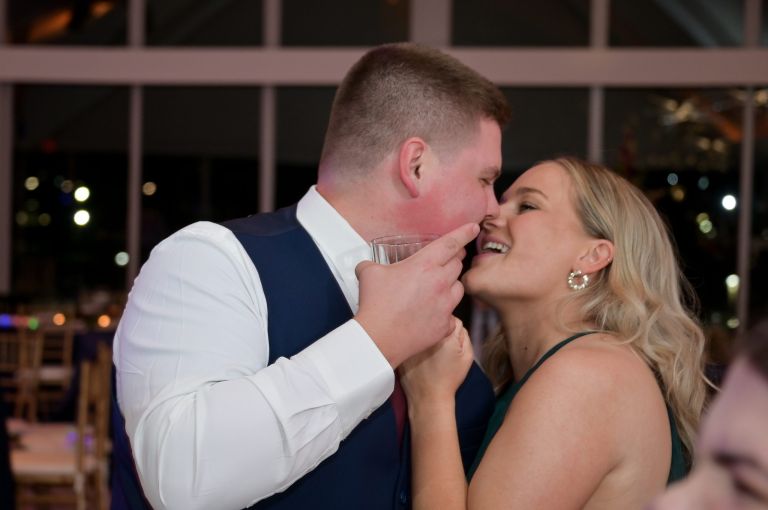 A kiss at Roostertail in Detroit, Michigan.