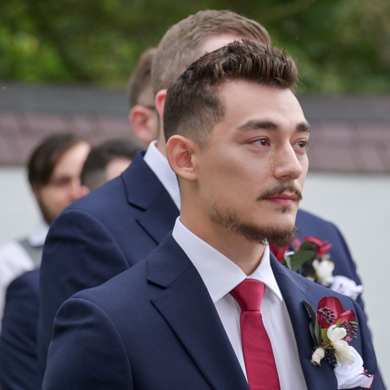 A sweet and emotional wedding ceremony at Addison Oaks Buhl Estates in Leonard, Michigan.