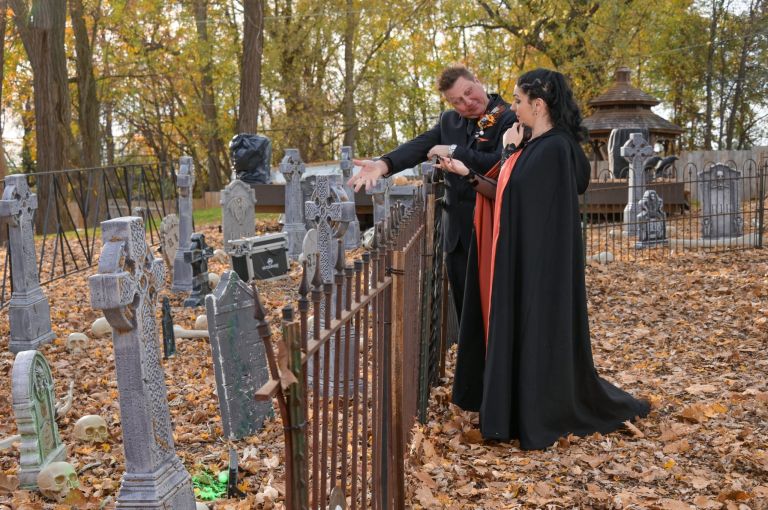 Quick visit to the graveyard at the Canterbury Village for the Halloween themed wedding.