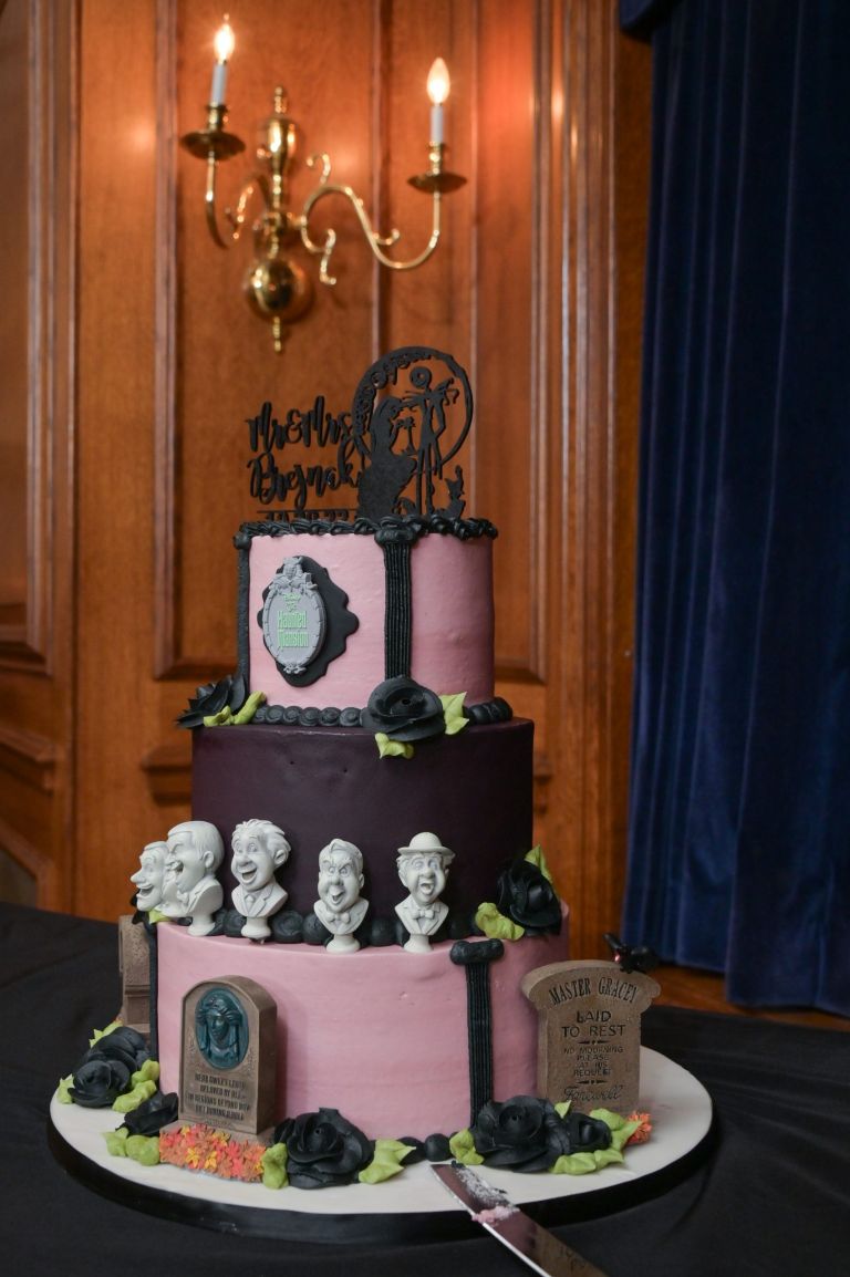 Graveyard themed cake at the Canterbury Village for the Halloween themed wedding.
