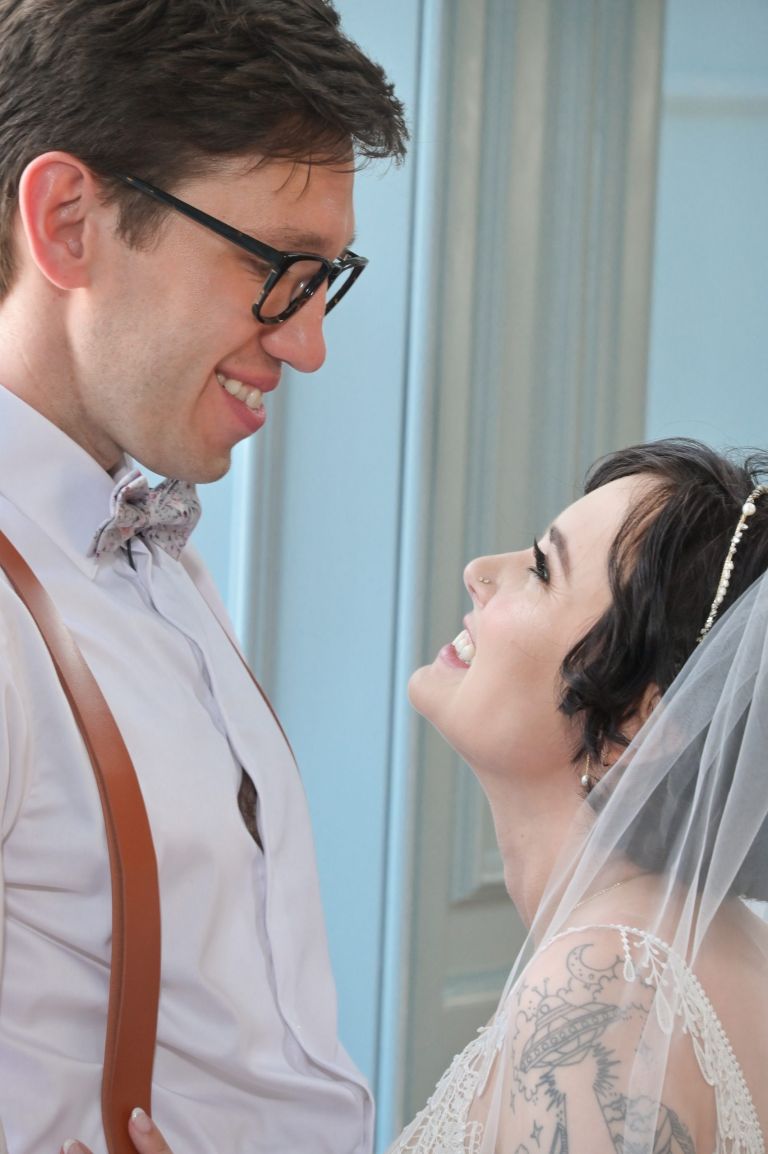 Wedding photos in the tower at the Henry Ford Museum in Dearborn, Michigan.