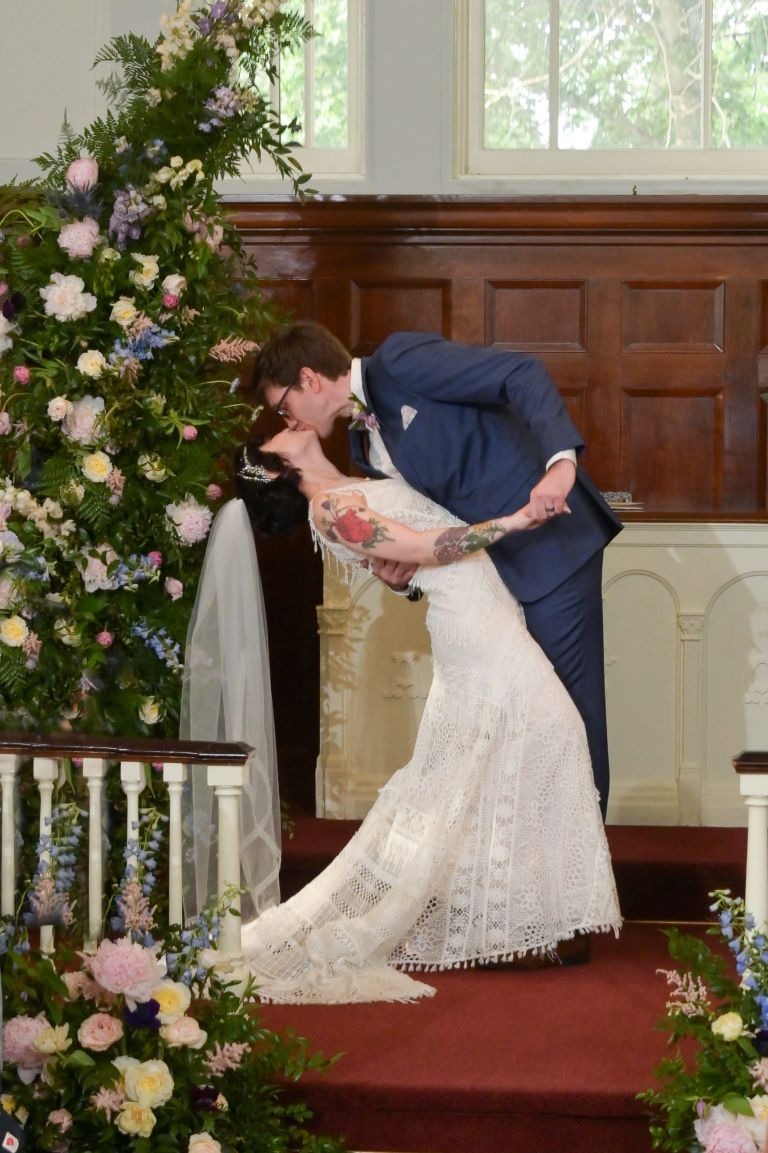 The kiss at the Martha-Mary Chapel in Greenfield Village, Dearborn, Michigan.