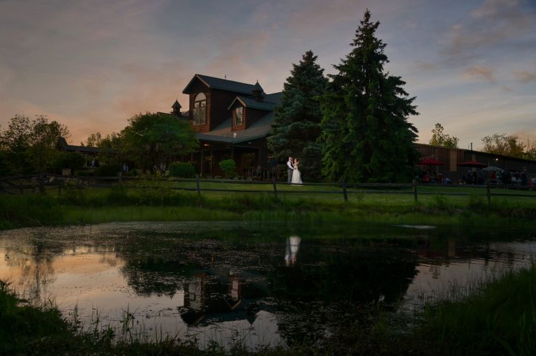 A scenic twilight photo of a couple at Fenton Brewery in Fenton, Michigan.