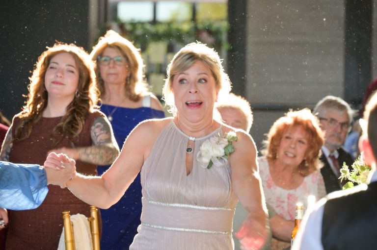 The mother of the groom pulled out to the dance floor.