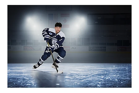 A Cranbook senior in this cool senior photo at the school's ice rink in Bloomfield, Michigan