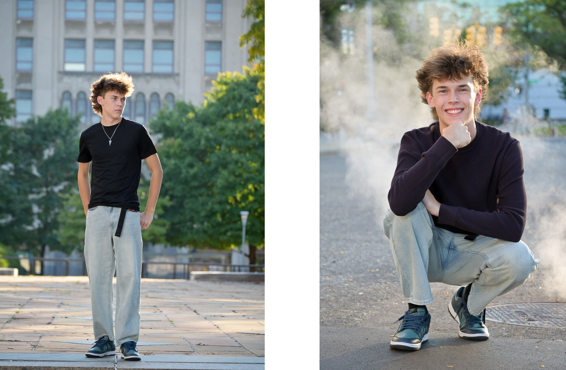 Using downtown Detroit as a backdrop for classic senior photos.