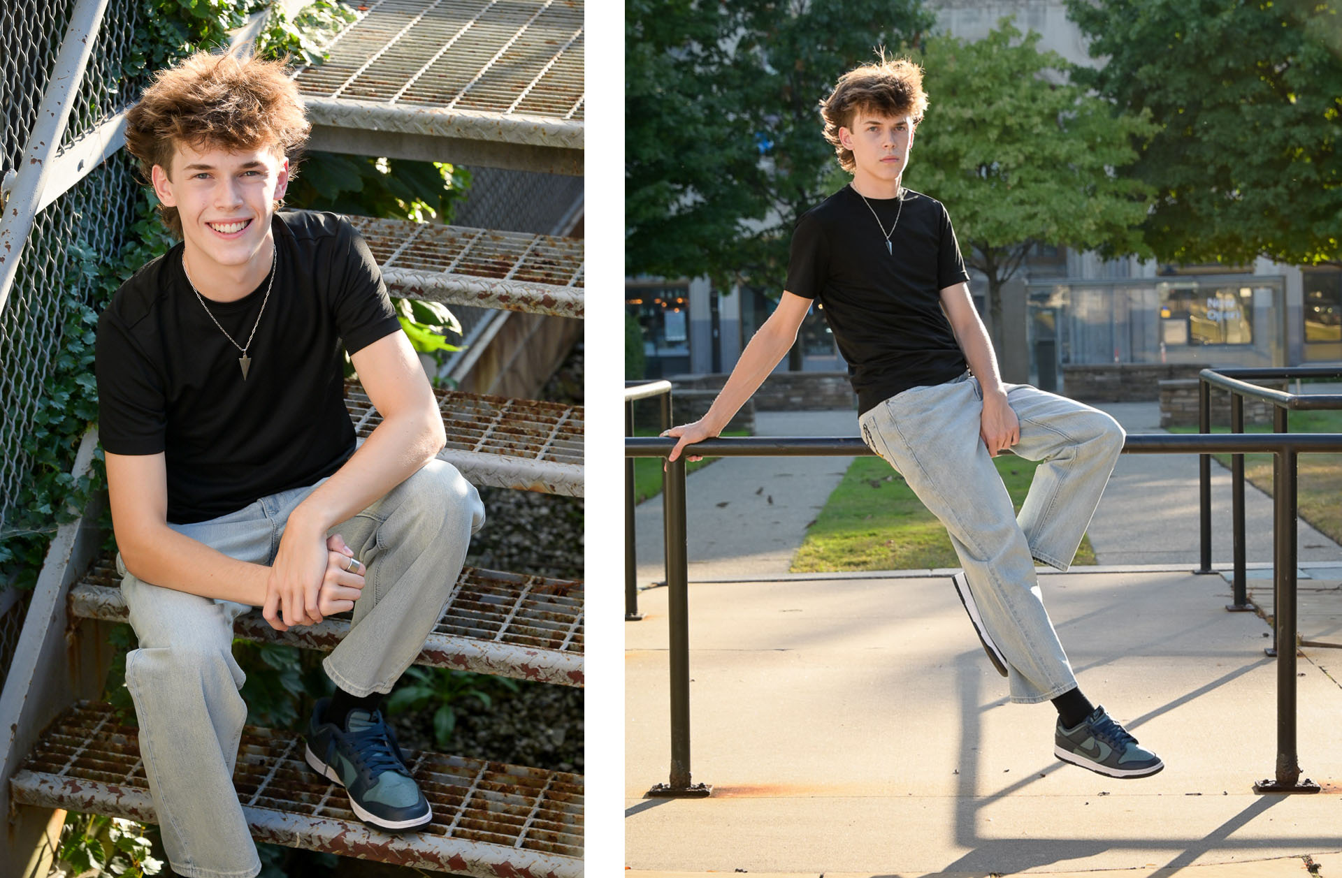 Using bars and steps as props for senior photos to enhance the story telling nature of my senior photography sessions.