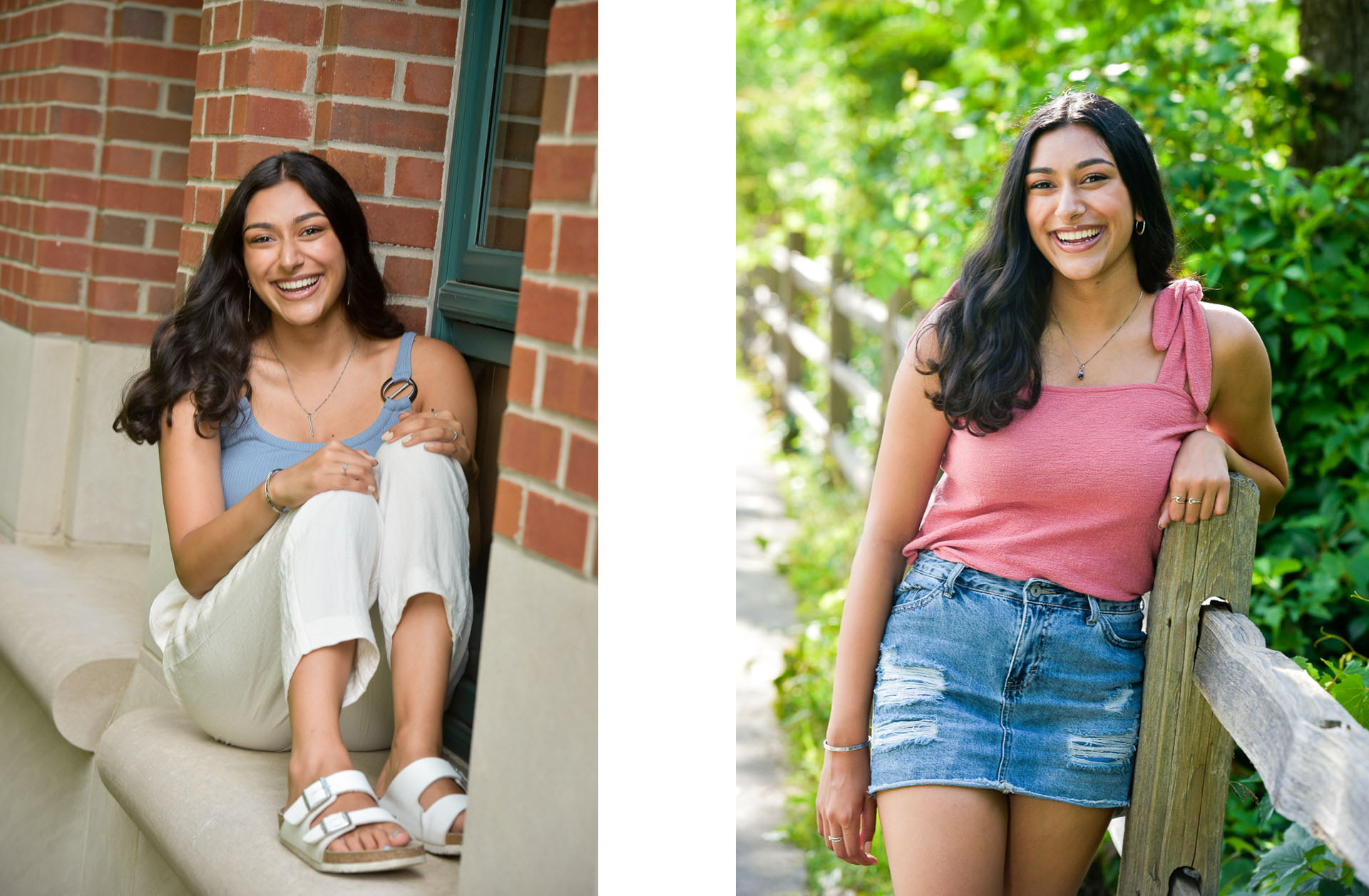 Senior posing near the library in these senior photos in Rochester, MI,
